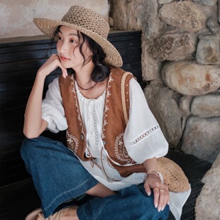 云南新疆旅游度假复古重工刺绣背心马甲女2025度假旅行百搭上衣