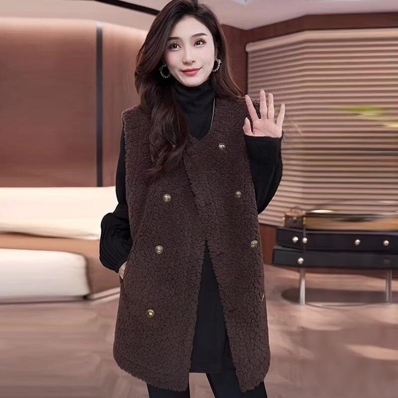 复古羊羔毛呢外套女2025新款爆款秋冬背心马甲皮毛一体保暖上衣女,女装/女士精品,马夹,淘宝优惠券,粉丝福利购,淘宝优惠卷