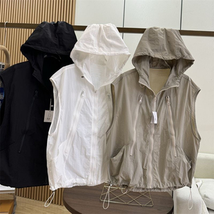 200斤大码 休闲百搭马夹 男女速干多拉链设计连帽马甲坎肩宽松无袖