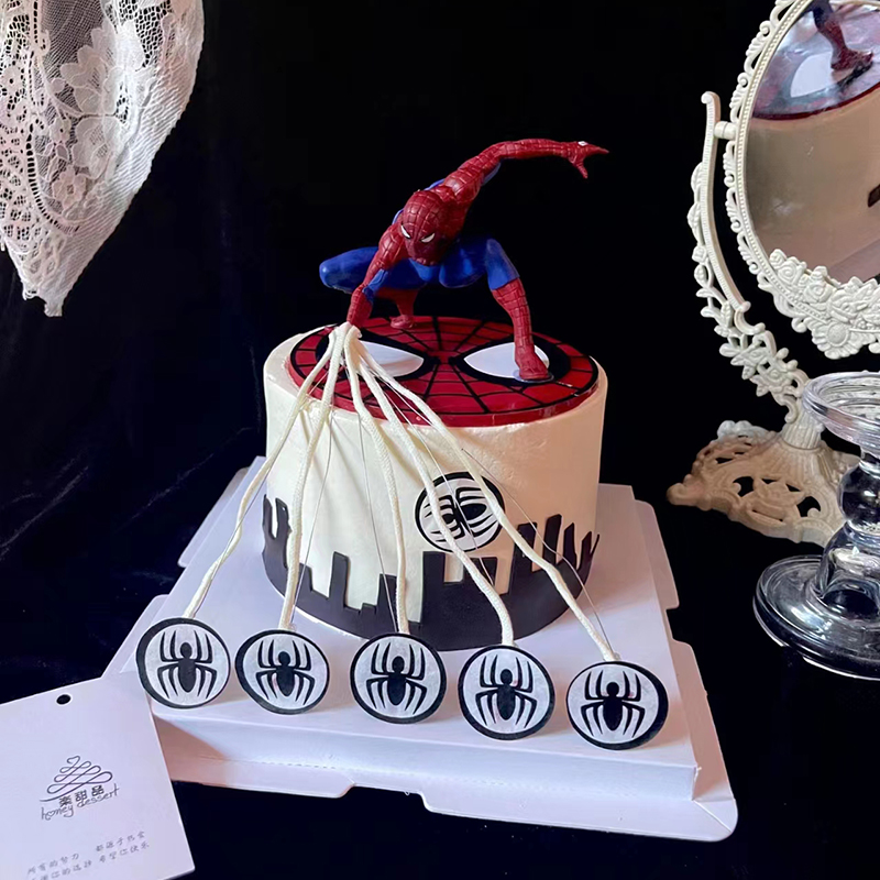 网红ins魔术火焰蜘蛛侠蛋糕装饰