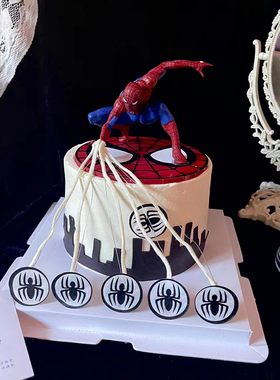 网红ins魔术火焰蜘蛛侠生日蛋糕装饰摆件蜘蛛侠魔术火焰蜡烛装饰