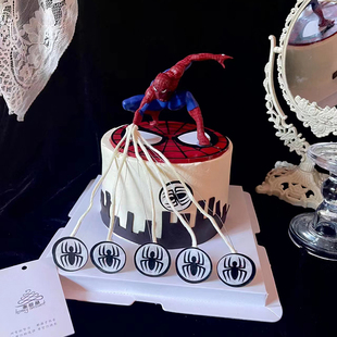 网红ins魔术火焰蜘蛛侠生日蛋糕装饰摆件蜘蛛侠魔术火焰蜡烛装饰