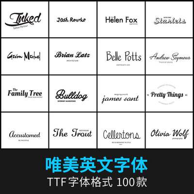 标志标牌设计商标 LOGO英文字体PSD分层 店铺水印设计素材 含字体