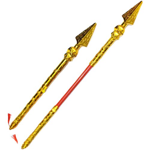 合金伸缩火尖枪按钮弹射红孩道具幼儿园金箍棒儿童玩具木质青龙剑 - 封面