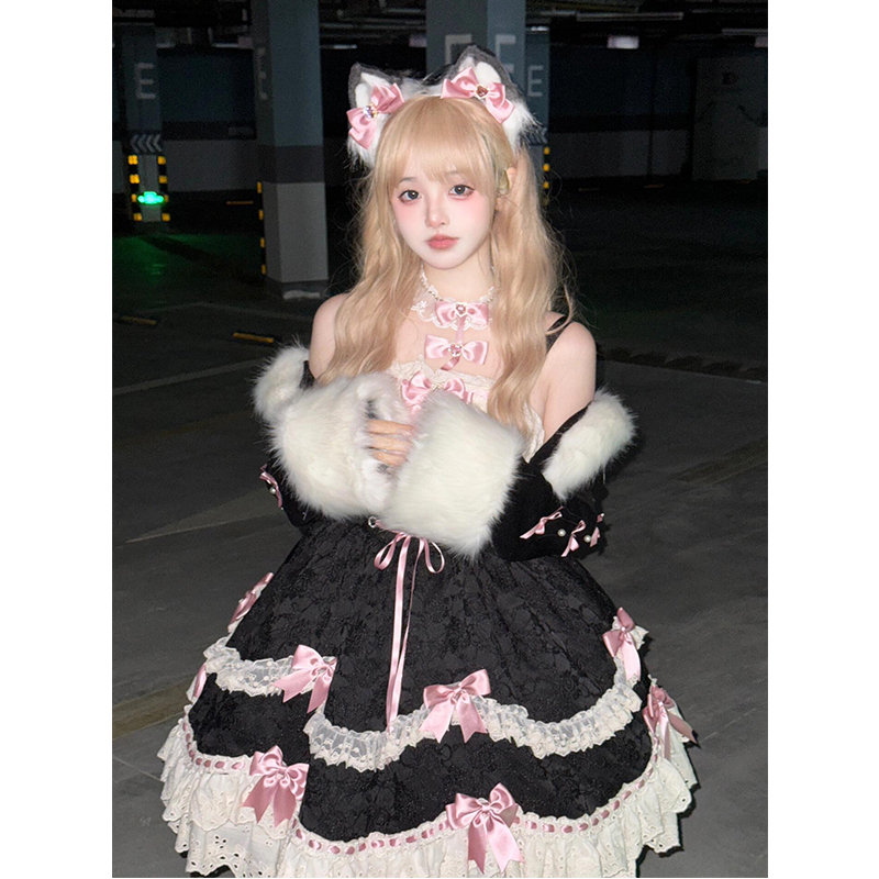可爱少女毛绒绒lolita裙外套连衣裙洛丽塔秋冬季公主裙子洋装日常