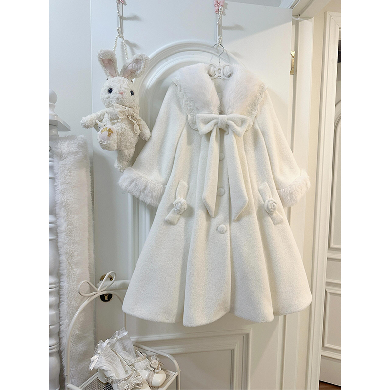 日系甜美可爱学院风轻lolita大衣设计感中长款外套洛丽塔外套女