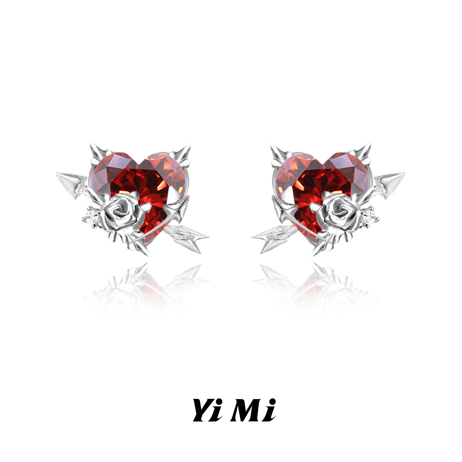 YiMi亦米原创925银针轻奢小众红色爱心耳钉高级感甜酷风新款耳环,饰品/流行首饰/时尚饰品新,耳钉,淘宝优惠券,粉丝福利购,淘宝优惠卷