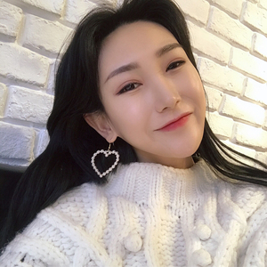 甜柚S925银气质甜美爱心珍珠耳坠