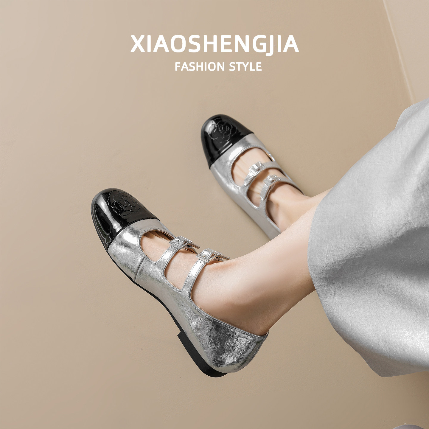 法式单鞋女设计感小众2026新款一字扣银色玛丽珍鞋低跟配裙子的鞋,女鞋,玛丽珍鞋,淘宝优惠券,粉丝福利购,淘宝优惠卷