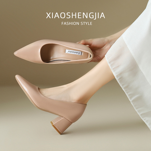 法式尖头单鞋女设计感小众2025新款隐形内增高女鞋夏天配裙子的鞋