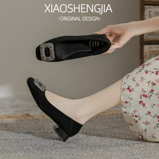 女软底舒适上班真皮女鞋 配裙子工作鞋 通勤百搭 女2025新款 浅口单鞋