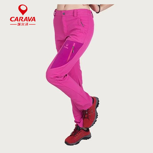 CARAVA喀尔沃 户外女款软壳裤防风防水加厚抓绒软壳登山裤494636