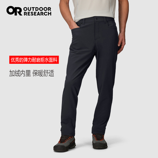 OR林木线秋冬户外登山徒步加绒软壳长裤男款旅行通勤防水透气长裤