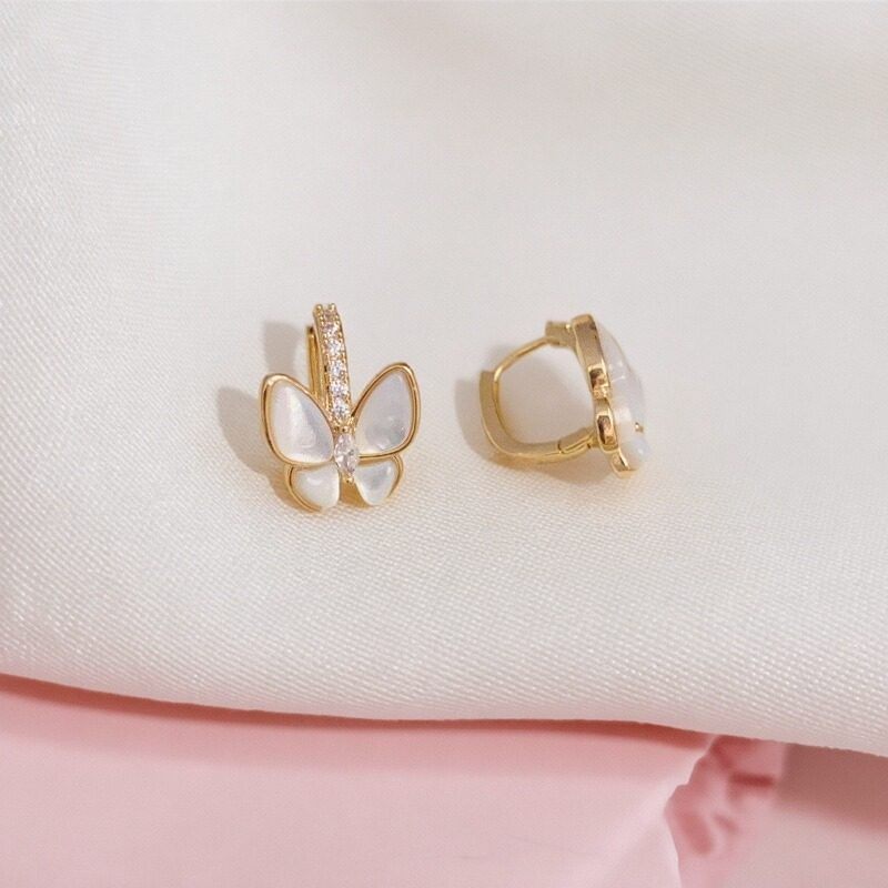 Sweet Girl韩式锆石贝母蝴蝶耳扣耳环女时尚小众轻奢百搭网红耳饰,饰品/流行首饰/时尚饰品新,耳钉,淘宝优惠券,粉丝福利购,淘宝优惠卷