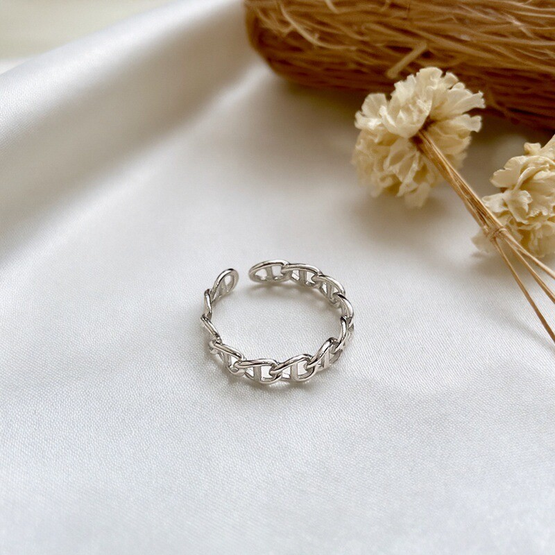 S925纯银猪鼻子开口戒指