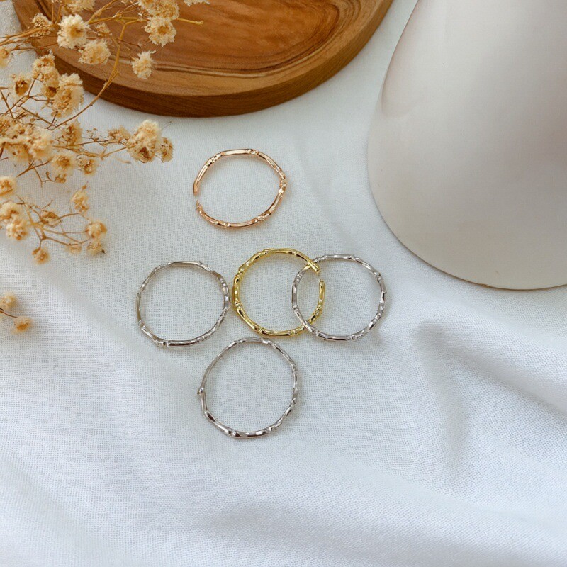 S925纯银竹节素圈戒指开口可调