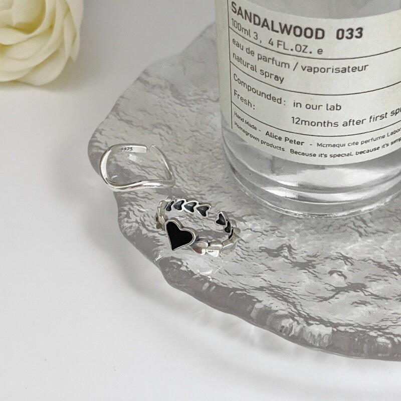 S925纯银爱心开口戒指可调节