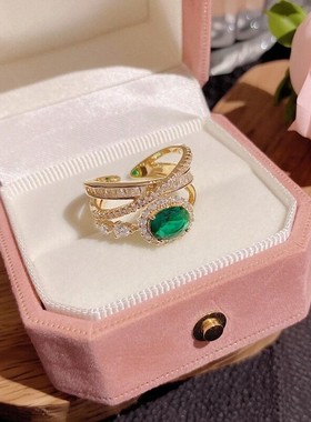 SweetGirl绿宝石开口可调戒指