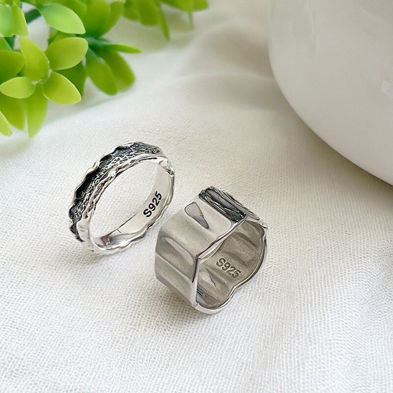 S925纯银不规则开口戒指