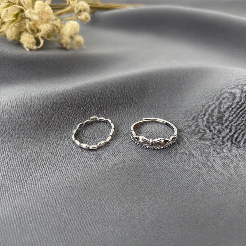 S925纯银简约开口指环可调节戒指