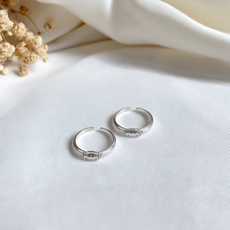 S925纯银极简风圆圈开口戒指