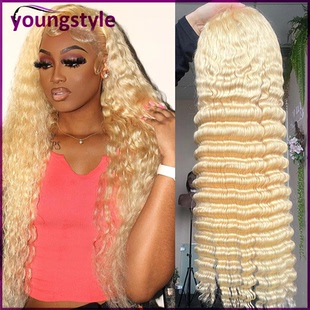 613# deep wave 13*4 lace feont wig brazilian human hair wigs