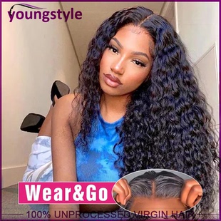 Wear And Go Glueless Wigs Water Wave Peruvian Human Hair Wig