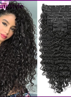 Deep Wave Peruvian Human Hair Clip In Hair Extensions120g