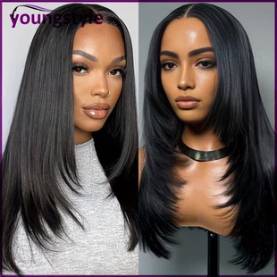 Layered Hair Wear and Go 4x4 Glueless Lace Human Hair Wigs