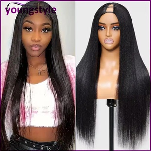 V Part Wig Bone Straight Peruvian Human Hair Wigs For Women