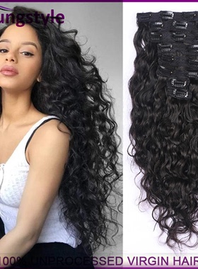 9A Water Wave Wavy Clip In Human Hair Extensions 真人卡子发