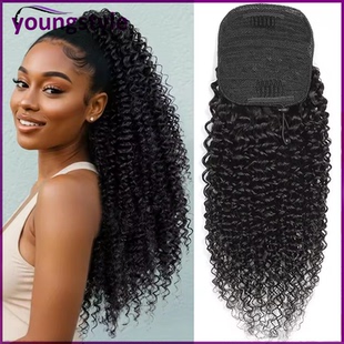Peruvian human Kinky Curly hair Ponytail extensions马尾假发