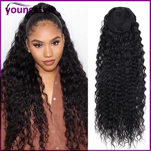 Drawstring Ponytail Kinky Curly Human Hair Extensions100g