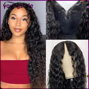 water wave v part wig brazilian human hair wig Glueless wigs