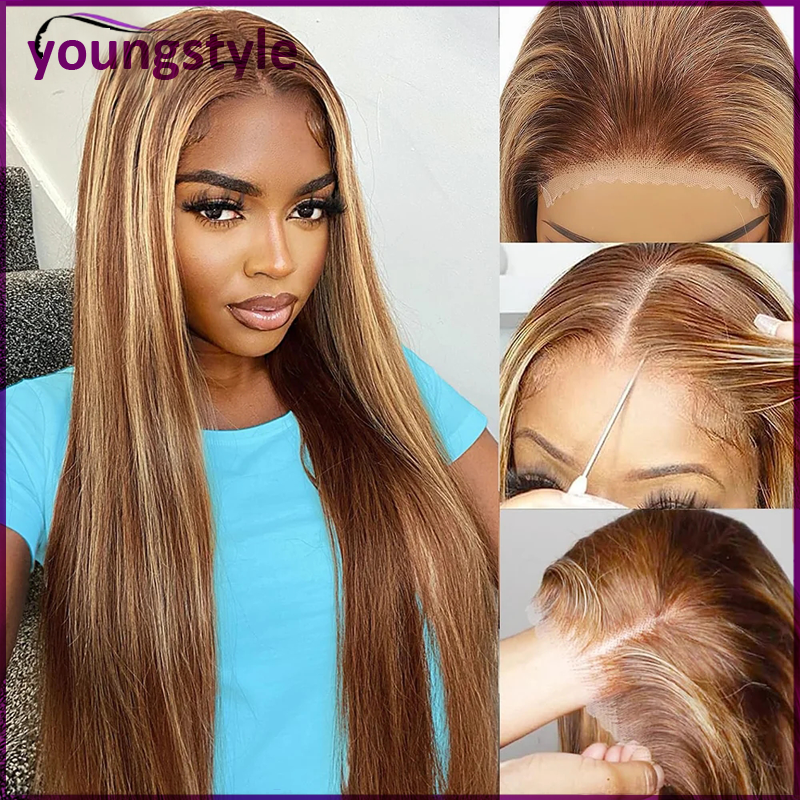 P4/27# Wear And Go Glueless wig Straight Human Hair 4*4 wig