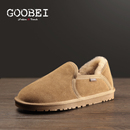 一脚蹬懒人面包鞋 加绒保暖鞋 棉鞋 GOOBEI古贝真皮羊毛雪地靴男冬季