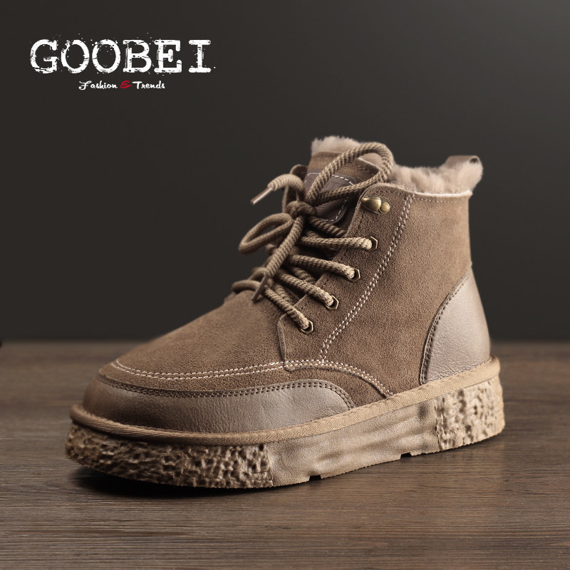GOOBEI古贝雪地靴男2025新款冬季真皮马丁靴复古保暖东北防寒棉鞋,流行男鞋,时尚雪地靴,淘宝优惠券,粉丝福利购,淘宝优惠卷