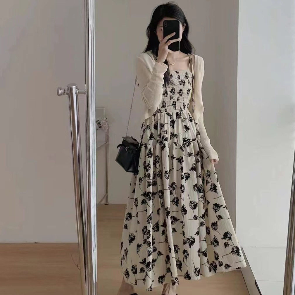 法式碎花吊带连衣裙女2025夏季新款小个子超仙海边度假风沙滩长裙