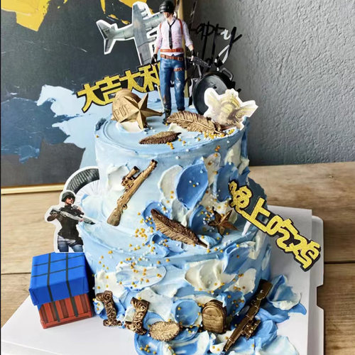 蛋糕装饰吃鸡儿童节摆件生日插件