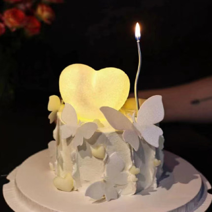 浪漫心形爱心灯蛋糕装饰摆件母亲节情人节小夜灯配件女孩生日插件