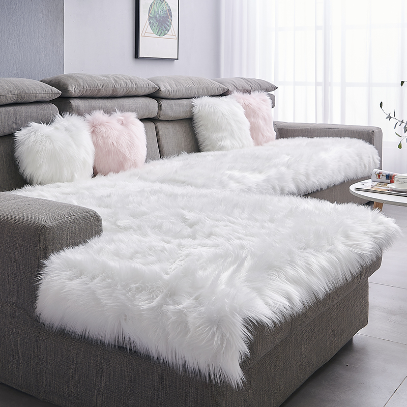 长毛绒沙发垫冬羊毛垫子防滑加厚