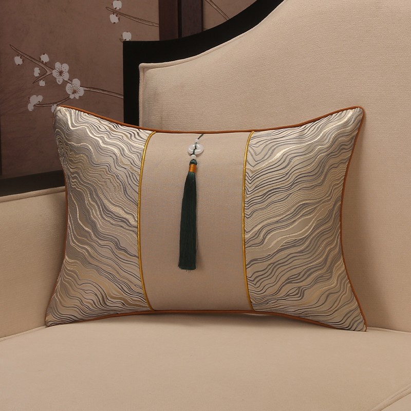 新中式长方形腰枕客厅红木沙发坐垫靠枕床头靠背垫护腰枕抱枕含芯