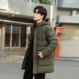 长款加厚棉服男可拆卸毛领连帽棉服宽松外套(不是羽绒服是棉服)