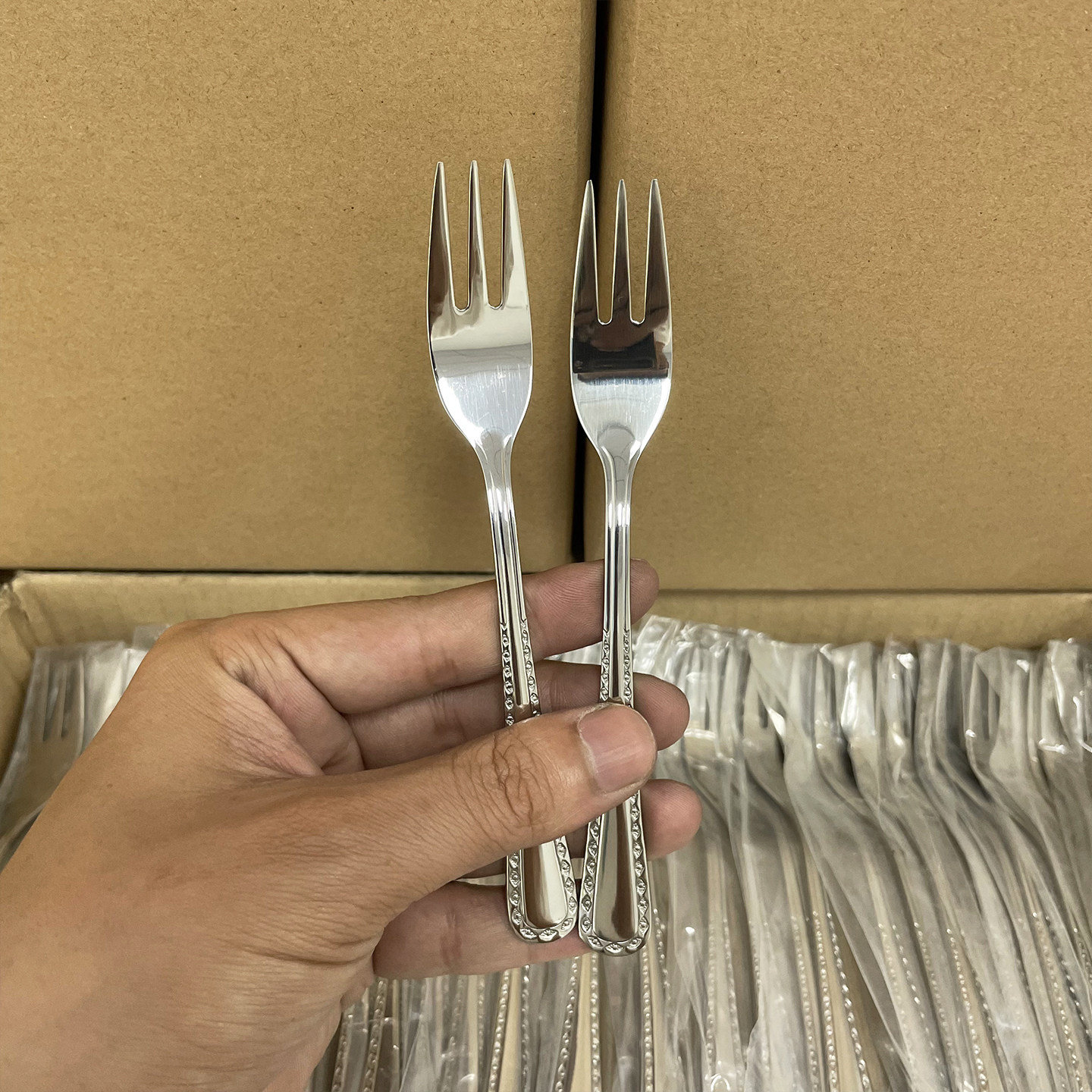 出口高端304不锈钢点心甜品叉子家用吃蛋糕月饼叉商用沙拉水果叉