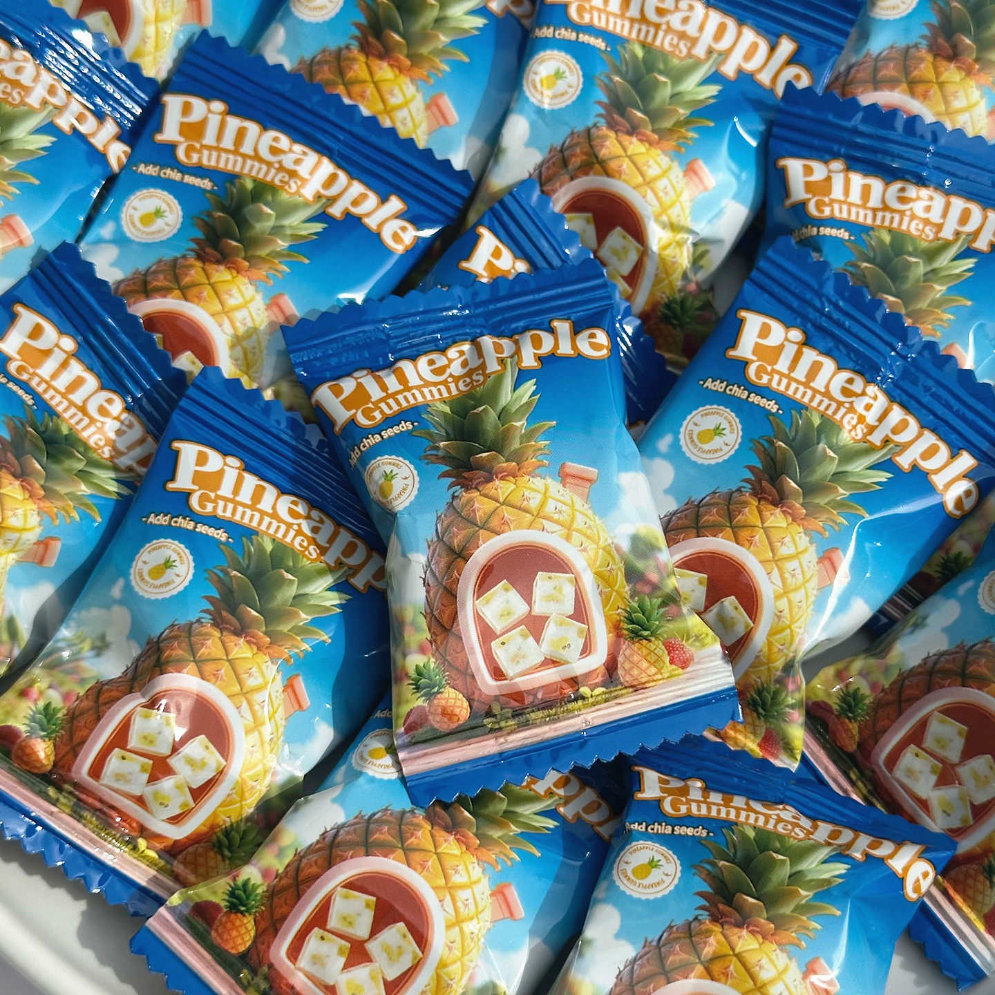 英国风味YINGPAI菠萝味草莓味方块软糖软糕果汁糖喜糖礼物伴手礼