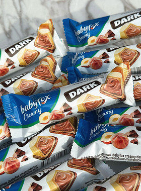 俄罗斯进口kdv babyfox牛奶味榛子酱威化巧克力棒夹心零食办公室