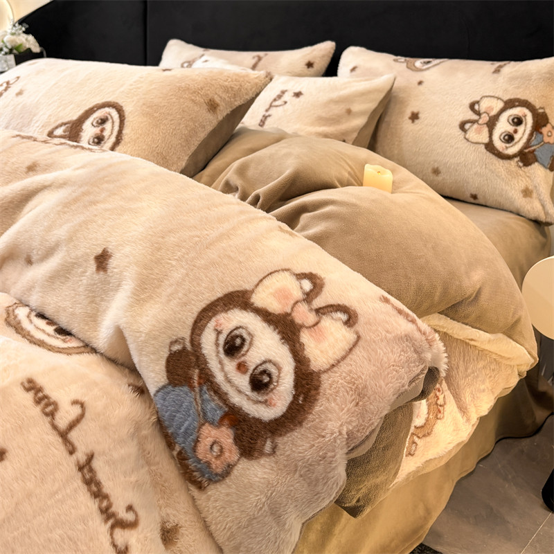 冬季美拉德兔毛绒四件套可爱拉布布加厚保暖被套牛奶绒法兰绒床单,床上用品,床品套件/四件套/多件套,淘宝优惠券,粉丝福利购,淘宝优惠卷