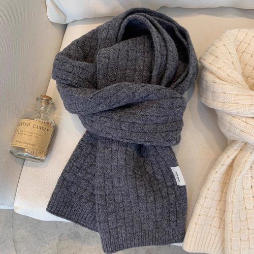 全羊毛针织围巾女2025新款冬季时尚编织格子氛围感加厚保暖围脖女