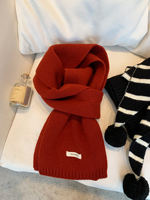 Selected Australian all-wool knitted scarves for women's 2026 autumn and winter new solid colors, versatile and warm couple scarves for women thumbnail 6