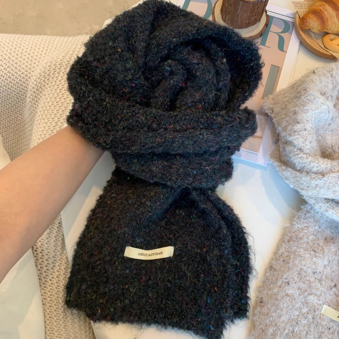 韩版ins彩点含羊毛混色针织围巾女冬季氛围感保暖护颈圈圈纱围脖,服饰配件/皮带/帽子/围巾,围巾/丝巾/披肩,淘宝优惠券,粉丝福利购,淘宝优惠卷